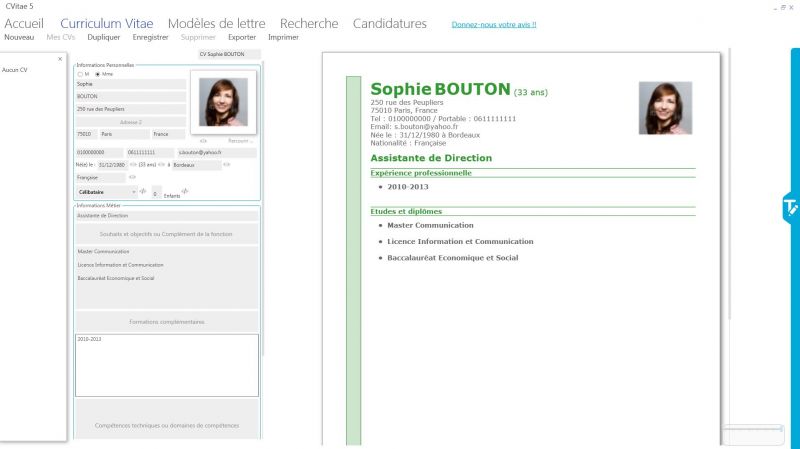 cv gratuit et rapide